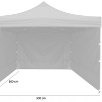 Cort tip pavilion cu 3 pereti laterali, structura solida otel si acoperis impermeabil PVC, 3x3 m cu inaltime reglabila, verde