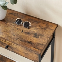 VASAGLE Masa consola pentru hol cu 2 sertare, stil industrial, PAL si cadru metalic, 100x30x80 cm, maro rustic