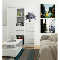 Comoda cu 6 sertare, PAL laminat 16 mm, 40x35x109 cm, alb mat