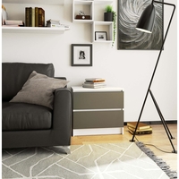 Noptiera cu 2 sertare din PAL laminat 16 mm, 60x40x55 cm, alb si gri