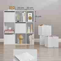 SONGMICS Etajera modulara 9 compartimente cu 6 sertare, PAL si MDF, 83x27x92 cm, alb