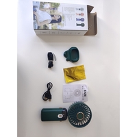 Ventilator Ultra Portabil cu Aromaterapie, Vafy, 3 in 1, de Mana, de Birou, de Gat, 5 Trepte de Viteza, Incarcare USB, Autonomie 12h, Pliabil, cu Ecran LCD, Verde