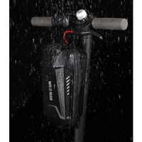 Borseta pentru bicicleta/trotineta Flippy, spatiu de depozitare, antisoc, waterproof, cu fermoar, 3L, material carbon si plastic dur, pentru trotineta electrica scuter, bicicleta, negru