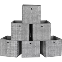 SONGMICS Set 6 cutii de depozitare, pliabile cu maner, material textil si oxford, 30x30x30 cm, gri