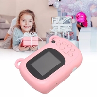 Camera Instantanee pentru Copii, Flippy, Camera Frontala + Selfie, cu Functie de Printare, Cablu USB-C, Bluetooth, Compatibil iOS/Android, Imprimare APP, Model Iepure Love, Roz