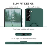 Husa de Protectie, Vafy, pentru Samsung Galaxy A52, Liquid Silicone Ring cu Suport Rotativ, Albastru