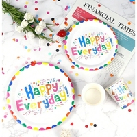 Set 10 Farfurii Happy Everyday, Flippy, 23 cm, din Hartie 300 g, Multicolor
