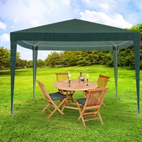 Cort pavilion de gradina, 300x300 cm, cu 4 pereti laterali cu ferestre, impermeabil cu rezistenta UV, verde