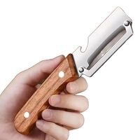 Curatator de Fructe/Legume, Vafy, 2in1, Desfacator de Sticle, Multifunctional, Maner de Lemn, Maro