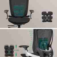 SONGMICS Scaun de birou ergonomic reglabil cu tetiera si suport lombar, inclinare 135°, maxim 150 kg, 70x70x125 cm, negru