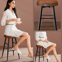 VASAGLE Set 2 scaune bar EKHO, tapiterie PU, cadru metalic, 50x50x63 cm, maro caramel