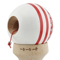 Kendama X Originala CHICANOS, Profesionala, Flippy, Cupe Mari KING SIZE V3, Super Sticky, Gaura in Baza, Rulment Metalic, din lemn 18 cm, Ata 62/65 cm, Rosu/Alb