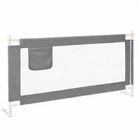 Bariera de siguranta pentru pat, protectie copii, 196 cm, reglabila pe inaltime 75-95 cm, gri