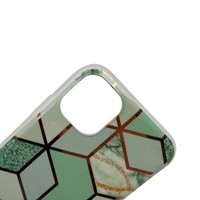 Husa protectie pentru Apple iPhone 11 Pro Max Soft IMD TPU Marble Geometric Verde