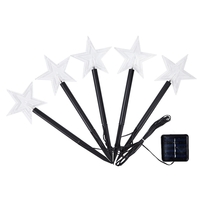 Set 5 Lampi solare LED de exterior Tip Stea pentru gradina Vafy, 35.5 cm, Alb Cald