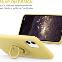 Husa protectie Vafy compatibila cu Apple iPhone XR Liquid Silicone Ring cu suport rotativ Galben