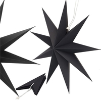 Stea decorativa 3D din hartie, cu 9 colturi, 60cm, neagra