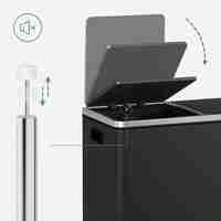 SONGMICS Cos de gunoi din inox cu 2 compartimente colectare selectiva, cu galeti interioare, 2x30litri, negru