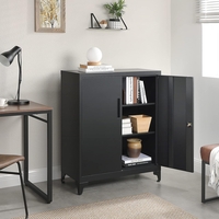 SONGMICS Dulap birou metalic cu 2 usi si sistem de inchidere, multifunctional cu rafturi reglabile, 40x80x90 cm, negru