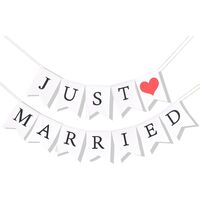 Banner Decorativ, Flippy, Model Just Married, Tematica Nunta, Alb-Negru