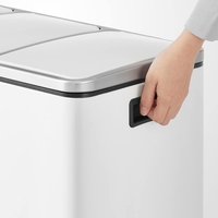SONGMICS Cos de gunoi din inox cu 3 compartimente colectare selectiva, cu galeti interioare, 3x18litri, 62x32x56cm, alb