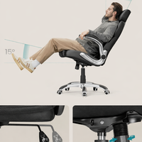 SONGMICS Scaun de birou ergonomic cu brate rabatabile, reglabil pe inaltime, suport cap ajustabil, 70x70x137 cm, negru