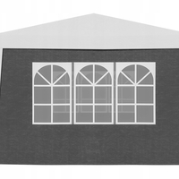 Pereti laterali pavilion 295x195 cm, set 4 bucati, cu ferestre si usa, PE impermeabil, gri