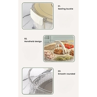 Cutie de Depozitare pentru Alimente, Flippy, cu 6 Compartimente, pentru Condimente, Fructe, Legume, cu Manere de Prindere, Rotativa 360 de Grade, Inchidere Ermetica, 32x10 cm, Alba