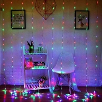 Instalatie Craciun, Tip Perdea IP44, 3m x 1m, 100 Led-uri, Multicolor, USB si telecomanda cu 8 functii, Vafy