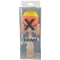 Kendama X Originala, Profesionala, Flippy, din Lemn, Rubber Grip, 18 cm, Galben/Portocaliu