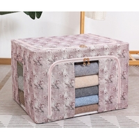 Cutie Depozitare, Vafy, 66L, din Material Textil, 50 x 40 x 33 cm, pentru Haine si Lenjerii, Model Floare de Prun, Roz