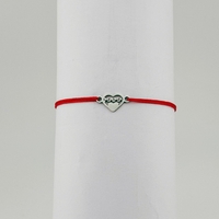 Bratara Martisor pentru Dama, Jolie, Model Inima cu Text Mama, Set 12 bucati, Pandativ Argintiu din Inox cu Snur Rosu Ajustabil