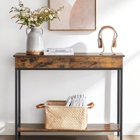 VASAGLE Masa consola pentru hol cu 2 sertare, stil industrial, PAL si cadru metalic, 100x30x80 cm, maro rustic