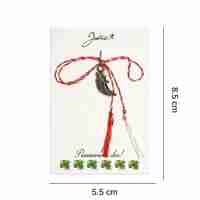 Martisor Traditional, Jolie, Model Aripa, cu Snur Impletit Alb/Rosu, 8.5 x 5.5 cm, Argintiu