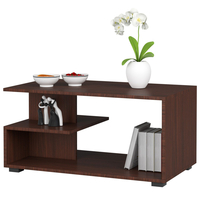 Masuta de cafea Vini pe roti, cu raft inferior si blat din PAL laminat, 90x51x40 cm, maro wenge