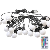 Instalatie Craciun, 5 metri, 15 Becuri LED rotunde, pentru exterior cu incarcare la sursa de curent si telecomanda cu 8 functii, Vafy