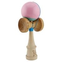 Kendama X Originala, Profesionala, Flippy, Big Cups V2, Super Sticky cu Cupe Mari, Rulment Metalic, din lemn 18 cm, Ata 55 cm, Roz/Verde