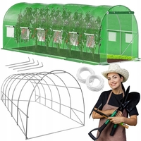 Sera de gradina, tip tunel cu cadru metalic, 300x600cm, 13 ferestre, verde, 18 mp