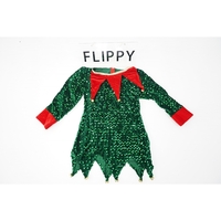 Costum Craciun, Flippy, Spiridus, rosu-verde, 7 - 9 ani, catifea