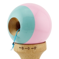 Kendama X Originala, Profesionala, Flippy, Big Cups V2, Super Sticky cu Cupe Mari, Rulment Metalic, din lemn 18 cm, Ata 55 cm, Roz/Verde