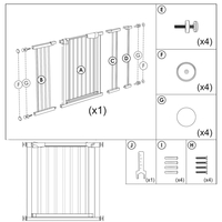 Poarta de siguranta Safety Gate pentru scari, ajustabila, din lemn cu structura otel, 75-82cm, negru maro