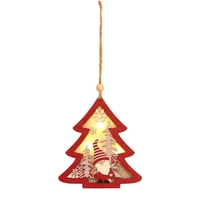 Ornament de Brad, Flippy, cu Lumini LED, din Lemn, Figurina Elf, Model Brad, Multicolor