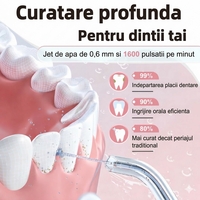 Irigator Bucal Electric, Flippy, Portabil, Dus Bucal pentru Curatare, Indepartare Tartru, 4 Capete, 25 x 8 x 8 cm, Alb