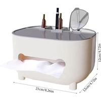 Suport pentru Servetele, Flippy, Cutie Multifunctionala, Design Minimalist, ABS, cu Suport pentru Obiectele Personale, pentru Birou, 21x12x12 cm, Gri