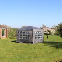 Cort pavilion de gradina pliabil automat pop-up, impermeabil, cu 4 pereti laterali, 300x300cm, gri