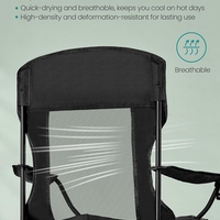 SONGMICS Set 2 scaune pliabile camping cu spatar inalt si suport bauturi, husa transport, 150 kg, 52x87x97 cm, negru