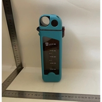 Sticla de Apa pentru Sport, Flippy, 350 ml, cu Pai si Capac, 23x7x4.4 cm, Buton de Blocare, din PC, Bleu