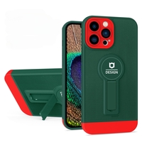 Husa Armor Design cu Stand pentru Apple iPhone 14 Pro Max Verde/Rosu, Suport Auto Magnetic, Protectie Antisoc, Vafy