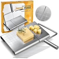 Feliator de Branza, Flippy, din Otel Inoxidabil, 5 Fire de Rezerva, Maner Ergonomic, Scara de Masurare, 24x21cm, Argintiu
