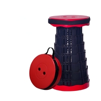 Scaun Telescopic Pliabil pentru Camping si Pescuit, Flippy, Portabil, Universal, Sustine 150 kg, ABS, Diametru 25 cm, Extensibil, Inaltime 45 cm, Rosu-Negru